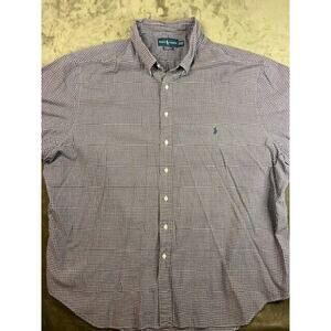Ralph Lauren‎ Shirt Mens 4XLT Tall Classic Fit Button Down S/s Blue Check